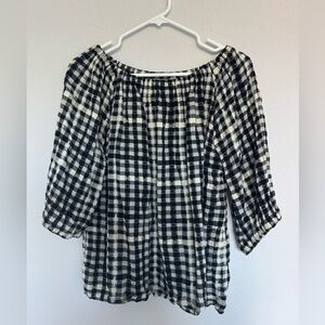 ACE & JIG blouse top boho check gingham black L